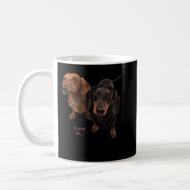 Dachshund Shirt Weiner Dog Mom Dad Love Doxie Pupp Coffee Mug (Left)