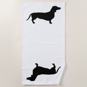 Dachshund Short Hair - Silhouette 1 Beach Towel