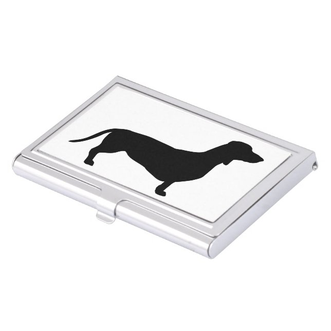 Dachshund Short Hair - Silhouette 1 Business Card Case (Front)