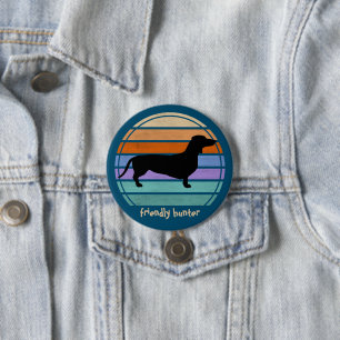 Dachshund Short Hair - Silhouette 1 Button