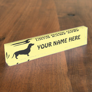 Dachshund Short Hair - Silhouette 1 Desk Name Plate