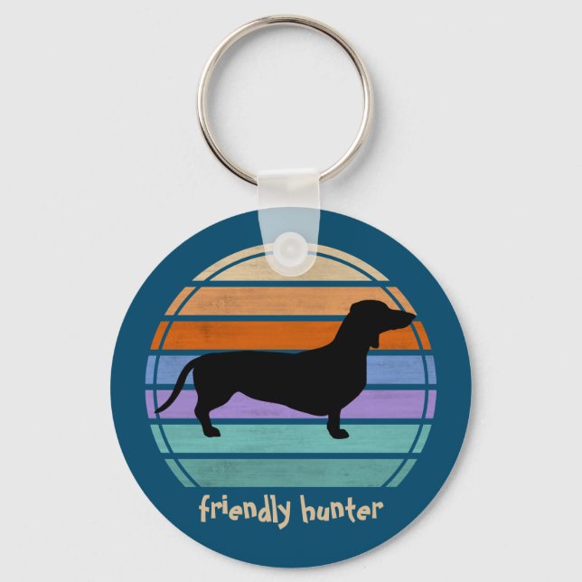 Dachshund Short Hair - Silhouette 1 Keychain (Front)