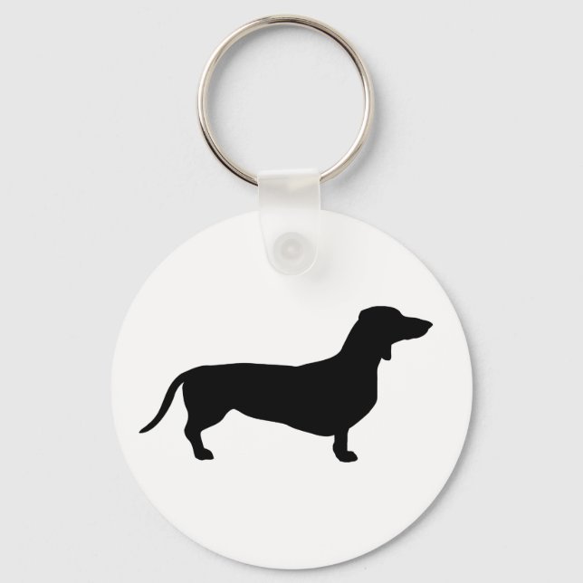 Dachshund Short Hair - Silhouette 1 Keychain (Front)