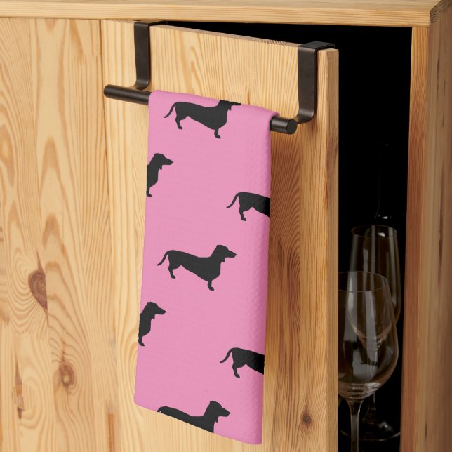 Dachshund Short Hair - Silhouette 1 Kitchen Towel (Thirds Fold)