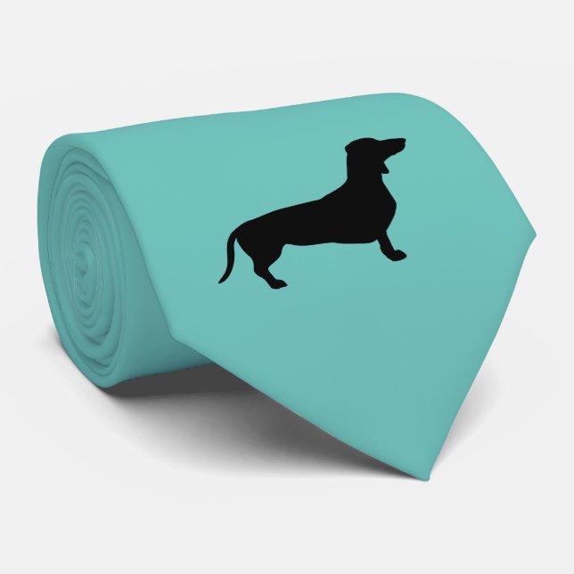 Dachshund Short Hair - Silhouette 1 Neck Tie (Rolled)