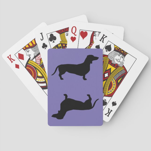 Dachshund Short Hair - Silhouette 1 Poker Cards (Back)