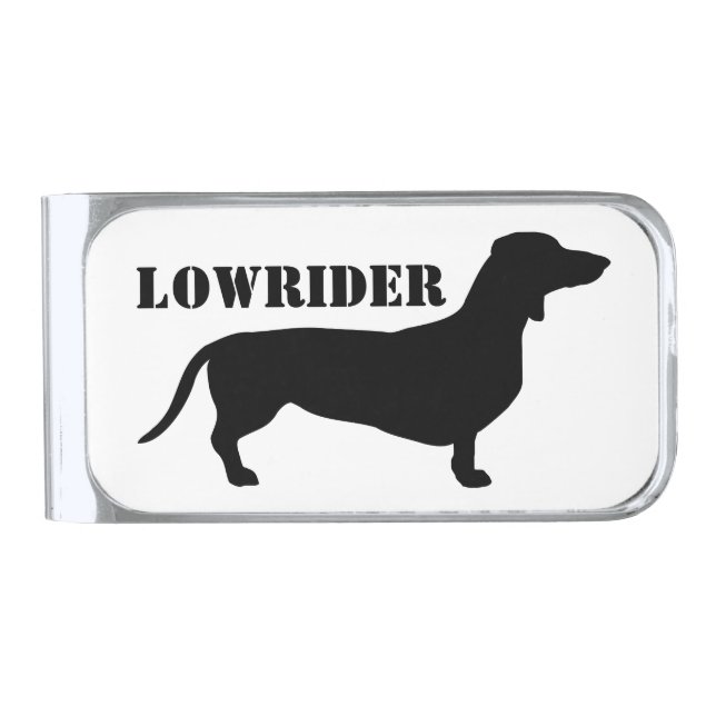 Dachshund Short Hair - Silhouette 1 Silver Finish Money Clip (Front)