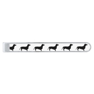 Dachshund Short Hair - Silhouette 1 Silver Finish Tie Bar