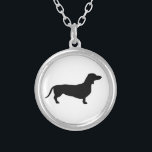 Dachshund Short Hair - Silhouette 1 Silver Plated Necklace<br><div class="desc">Pretty Animal Graphic Design by EDDA Fröhlich / EDDArt | This Dog Silhouette Image is a must have for Dachshund / Lowrider / Wiener Lovers! | You miss other colors or products with this design? Feel free to contact me: contact@eddart.de or have a look here: www.zazzle.com/store/eddartshop or here: www.art-shopping.net |...</div>