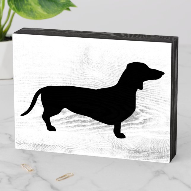 Dachshund Short Hair - Silhouette 1 Wooden Box Sign (In Situ Horizontal)