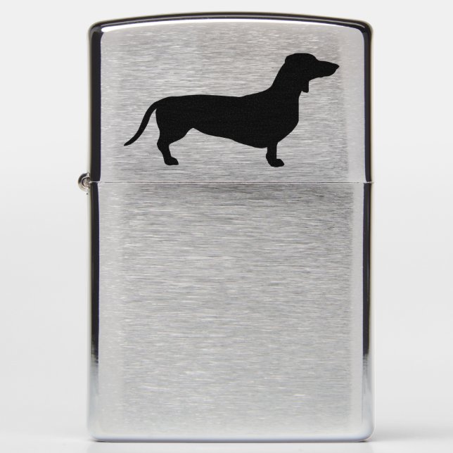 Dachshund Short Hair - Silhouette 1 Zippo Lighter (Front)