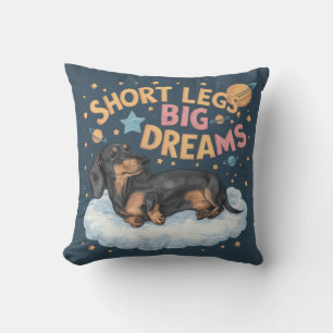 Dachshund Short Legs Big Dreams Throw Pillow