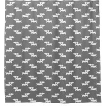Dachshund Shower Curtain Gray Doxie Bathroom