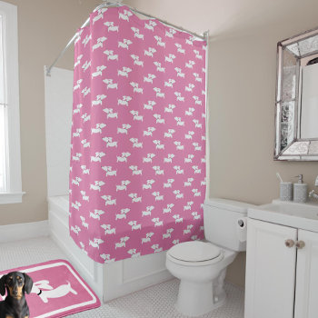 Dachshund Shower Curtain Pink Doxie Bathroom by Smoothe1 at Zazzle