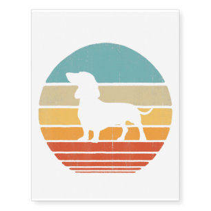 Dachshund  Silhouette 60s 70s  Gifts Dog Lover Temporary Tattoos