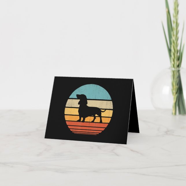Dachshund Silhouette 60s 70s Gifts Dog Lover Thank You Card (Front)