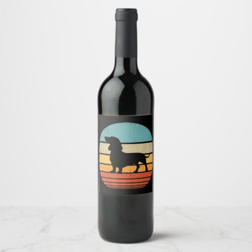 Dachshund Silhouette 60s 70s Gifts Dog Lover Wine Label