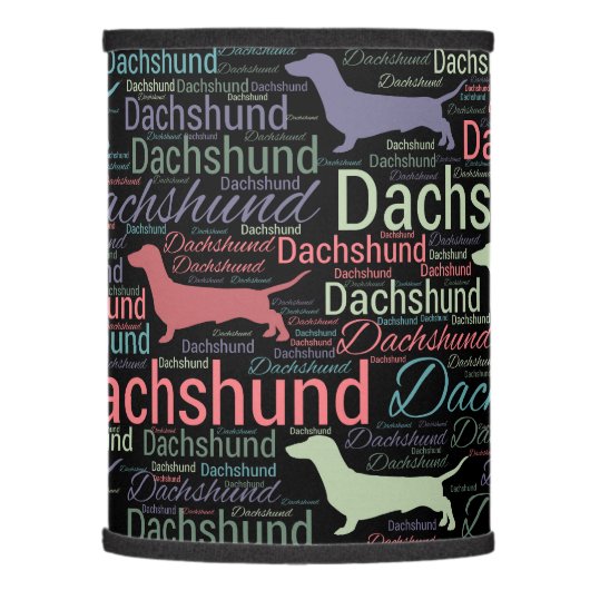 Dachshund silhouette and word art pattern lamp shade (Left)