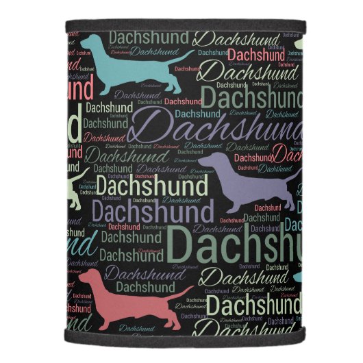Dachshund silhouette and word art pattern lamp shade (Right)