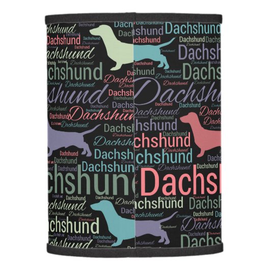 Dachshund silhouette and word art pattern lamp shade (Back)