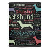 Dachshund silhouette and word art pattern lamp shade (Front)