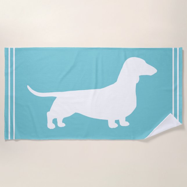 Dachshund Silhouette Beach Towel (Front)