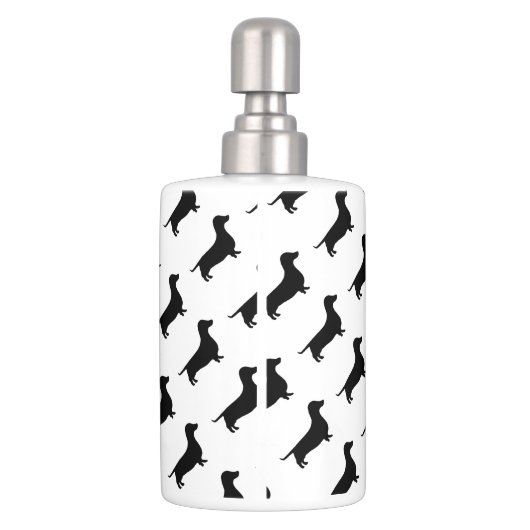 Dachshund Silhouette Black & White Bathroom Set (Back)