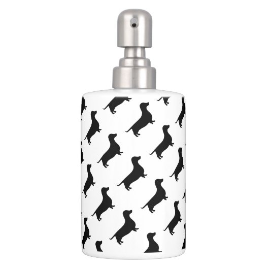 Dachshund Silhouette Black & White Bathroom Set (Front)