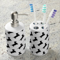 Dachshund Silhouette Black & White Bathroom Set Dachshund Silhouette Black & White Bathroom Set