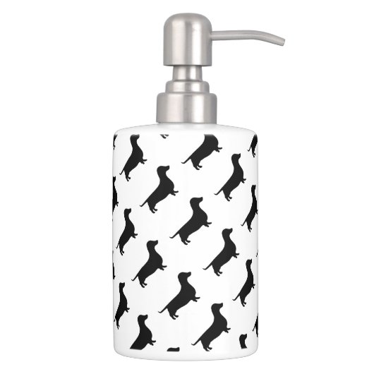 Dachshund Silhouette Black & White Bathroom Set (Right)