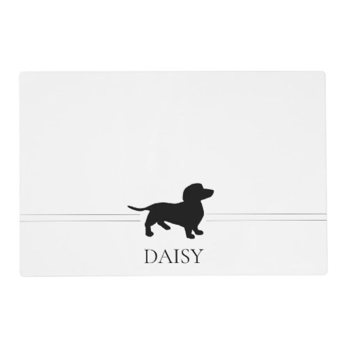 Dachshund Silhouette Black White Personalized Placemat