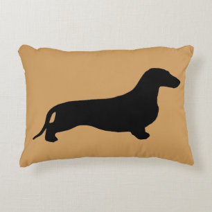Dachshund silhouette black + your ideas accent pillow