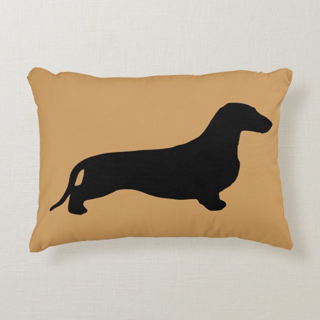 Dachshund silhouette black + your ideas accent pillow (Front)