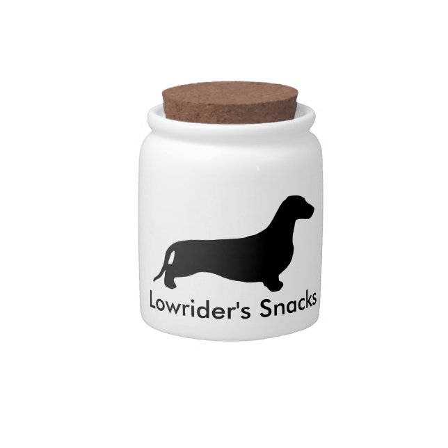 Dachshund silhouette black + your ideas candy jar (Front)
