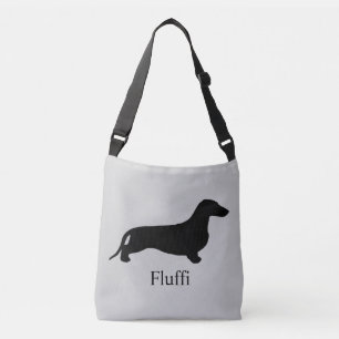 Dachshund silhouette black + your ideas crossbody bag