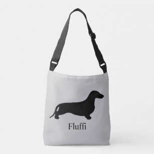 Barking Dachshund Studio Pouch Clutch Handbag Accessory Unique Bag Purse Black White Typography Humorous Logic Doxie Funny Monochrome Dog