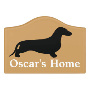Dachshund silhouette black + your ideas door sign