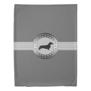 Dachshund silhouette black + your ideas duvet cover