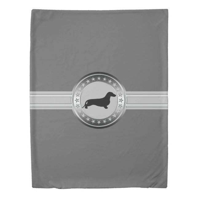 Dachshund silhouette black + your ideas duvet cover (Front)