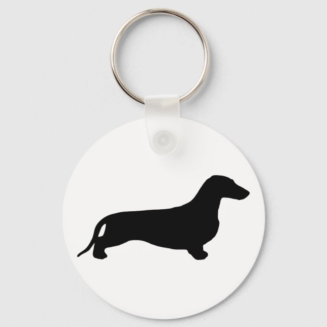 Dachshund silhouette black + your ideas keychain (Front)