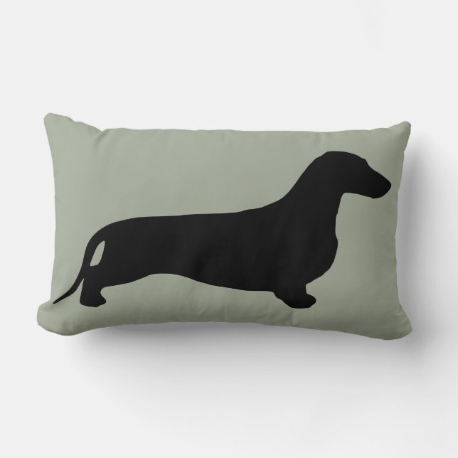 Dachshund silhouette black + your ideas lumbar pillow (Front)