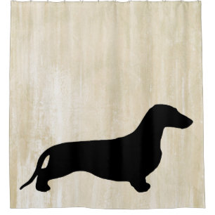 Dachshund silhouette black + your ideas shower curtain