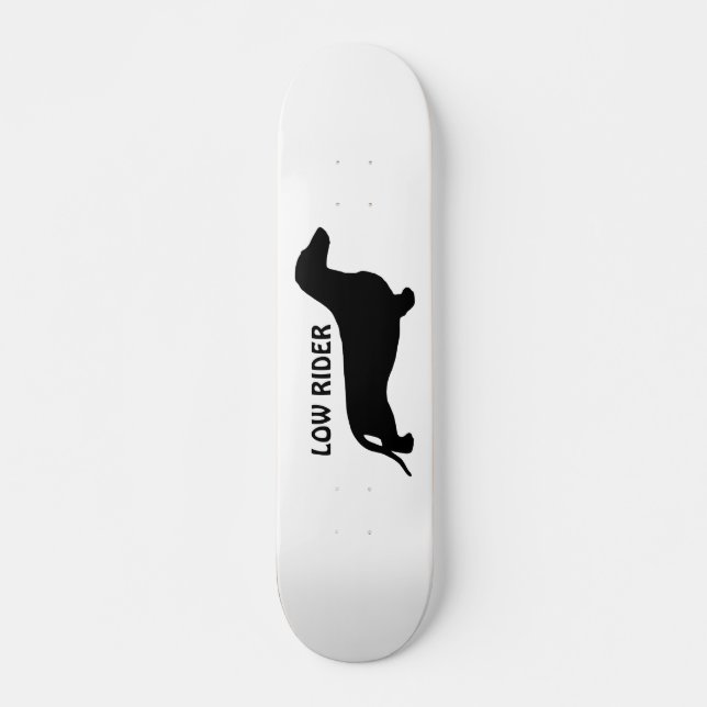 Dachshund silhouette black + your ideas skateboard (Front)