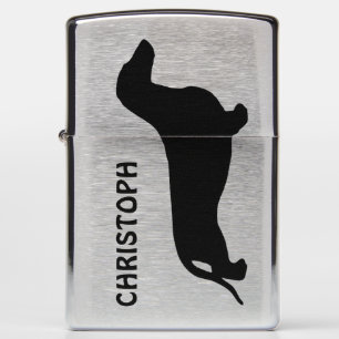 Dachshund silhouette black + your ideas zippo lighter