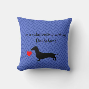 Dachshund Silhouette Blue Throw Pillow