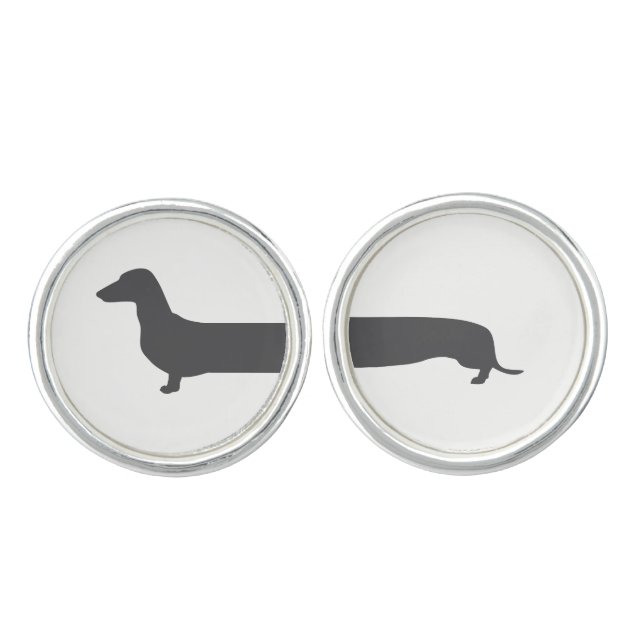Dachshund silhouette cufflinks (Front)