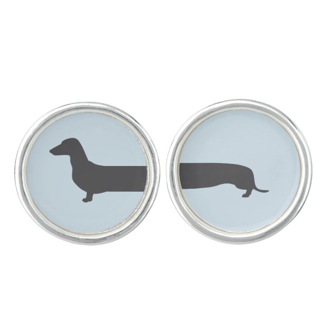 Dachshund silhouette cufflinks (Front)