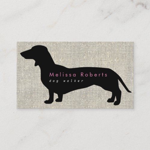 dachshund silhouette dog walker business card