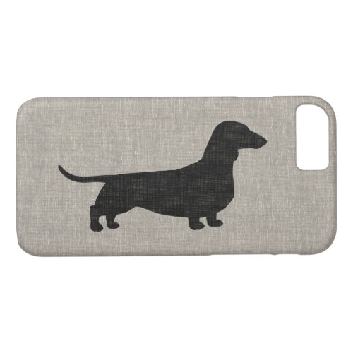 Dachshund Silhouette Faux Linen Style iPhone 87 Case