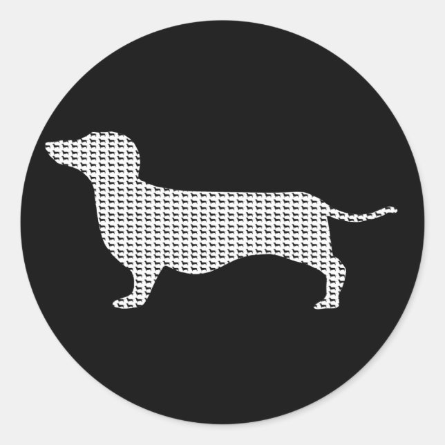 Dachshund Silhouette From Many Classic Round Sticker (Front)